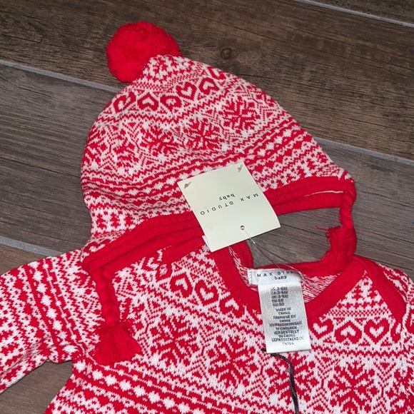 Max Studio Baby Fair Isle Knit Romper With Hat NWT - Picture 2 of 3